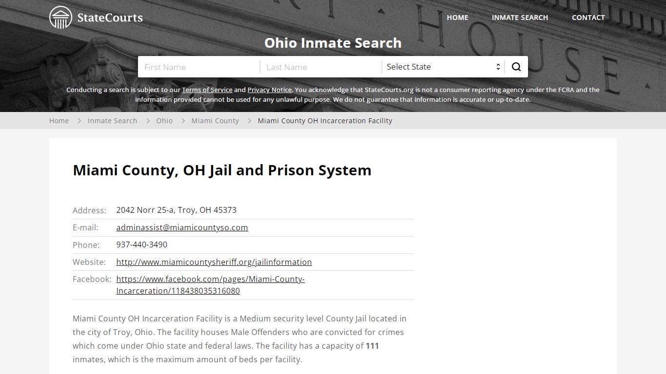 Miami County OH Incarceration Facility Inmate Records Search, Ohio ...
